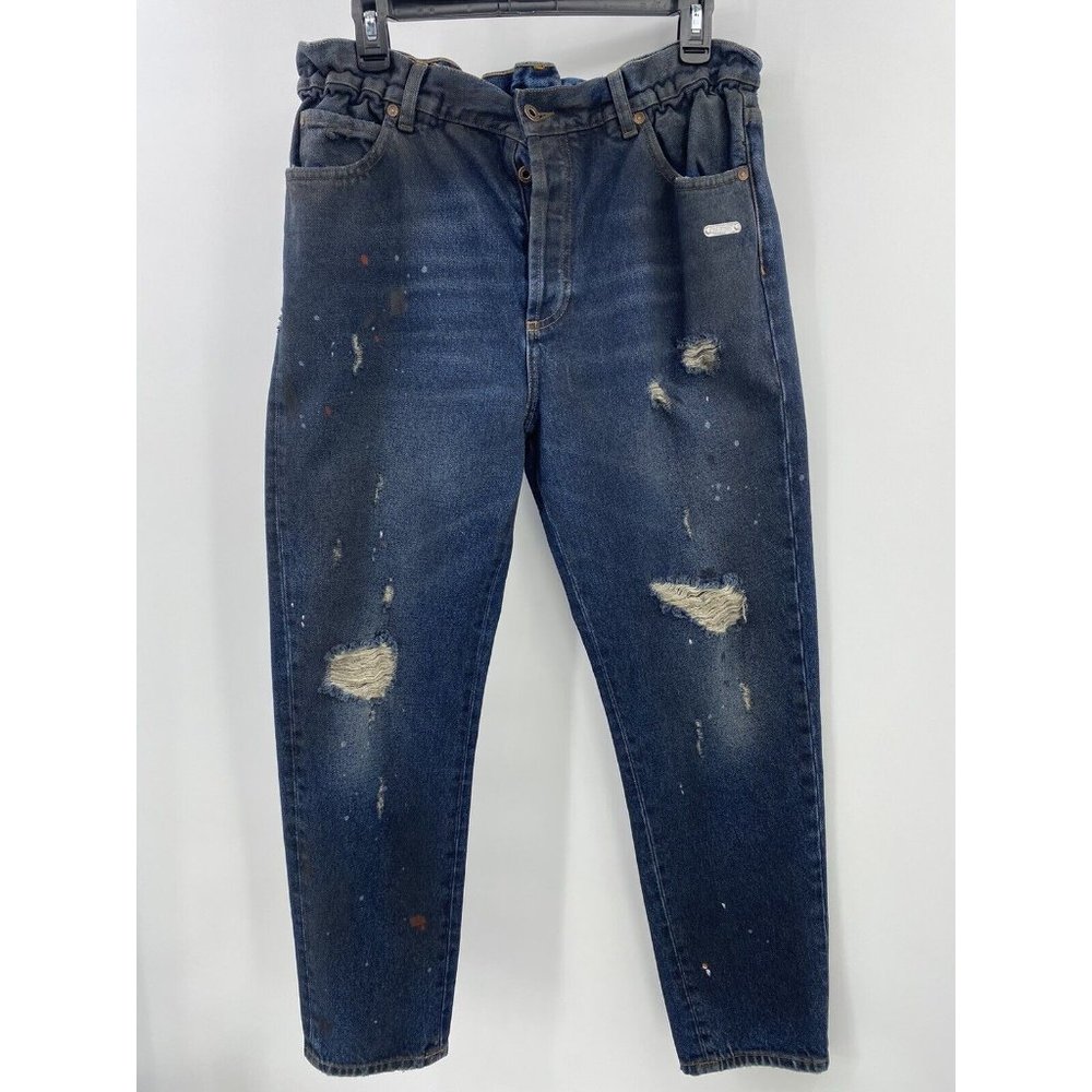 Off-White c/o Virgil Abloh Distressed Jeans Elastic Waist Size 32 NWT $810 (X-1)
